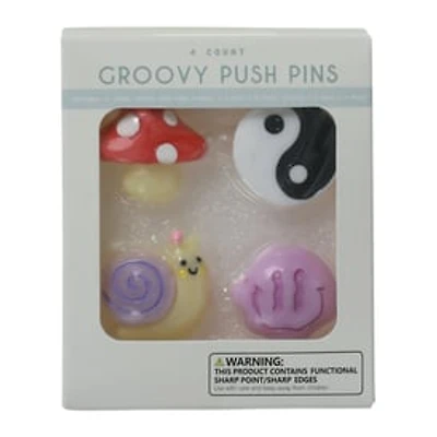 Groovy Push Pins 4-Count