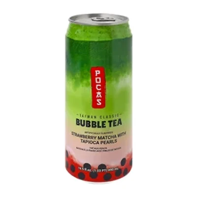 Pocas Strawberry Matcha With Tapioca Pearls Bubble Tea Drink 16.5oz