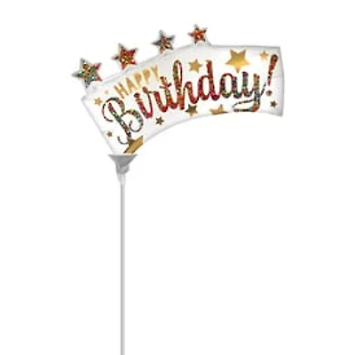 14in Birthday Banner Stick Balloon