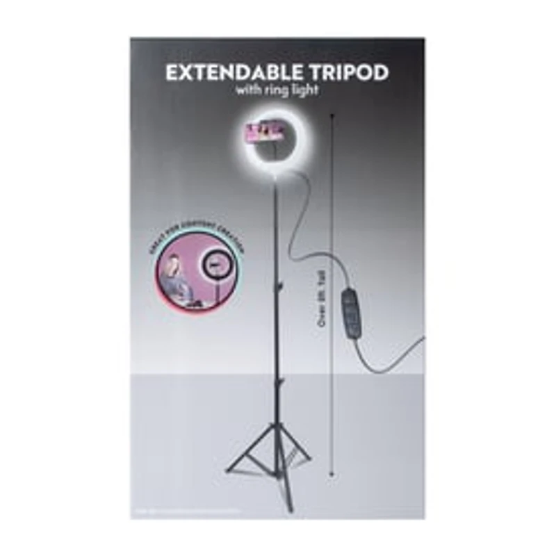 Extendable Tripod With Ring Light Set