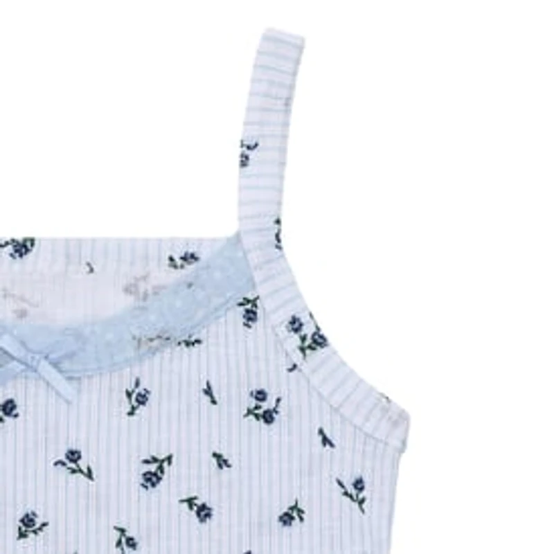 Juniors Floral Rib Tank Top