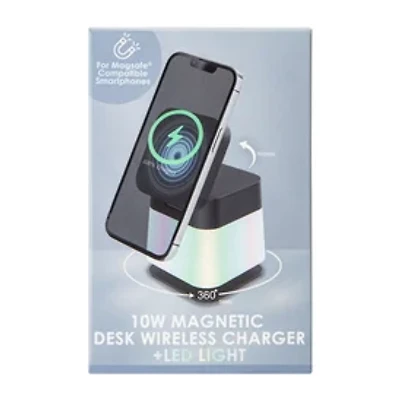 Magnetic Desk Wireless Charger + LED Light 10W