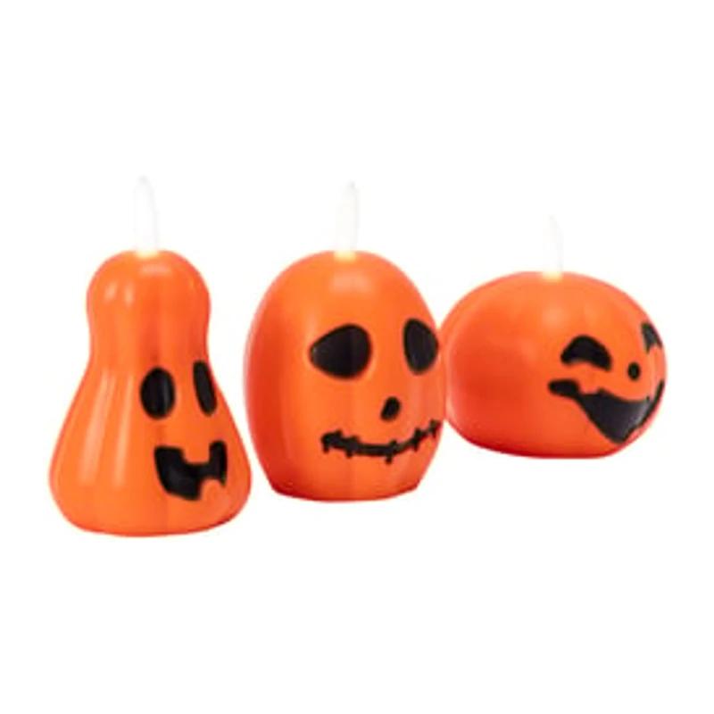 Halloween LED Pumpkin Candles 3-Pack