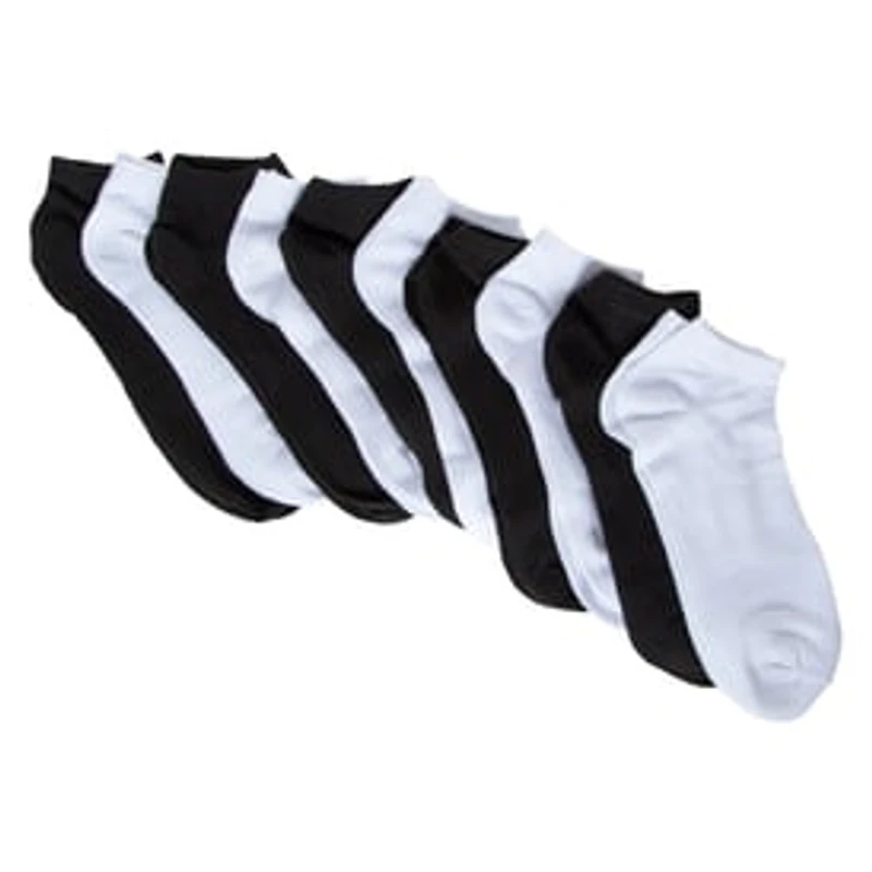 Mens Sport Ankle Socks, Black & White 10-Pack
