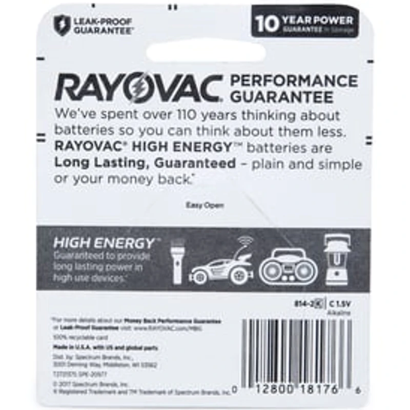 Rayovac® High Energy™ C Batteries 2-Pack