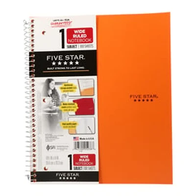 Mead® Five Star® 1 Subject Wide Ruled Trendy Notebook
