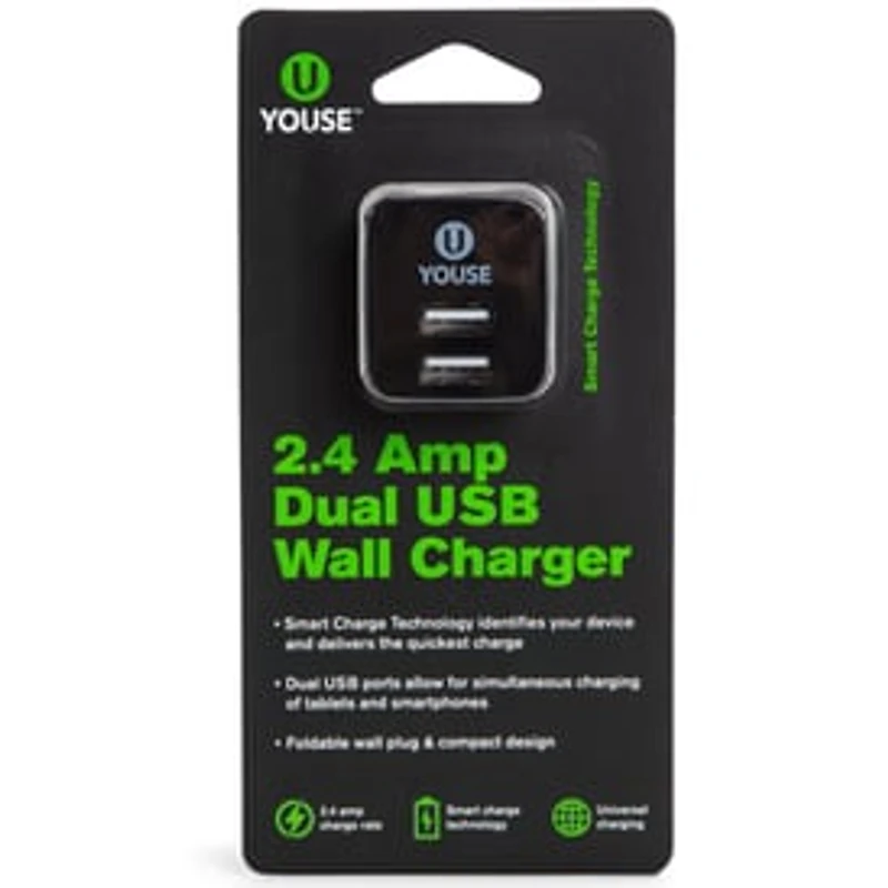 U Youse™ 2.4 Amp Dual USB Wall Charger