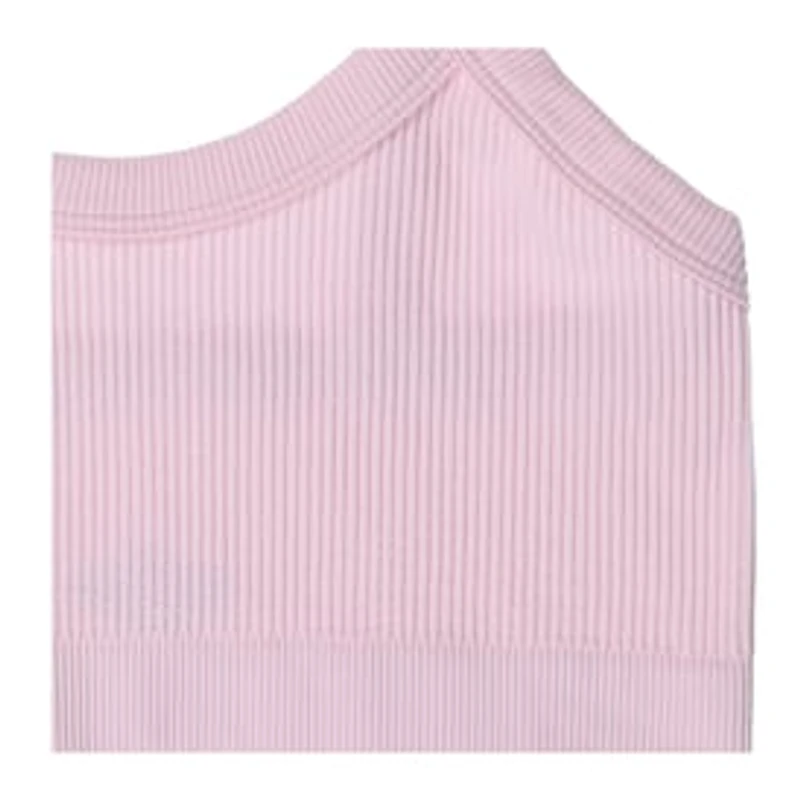Pink Ribbed Scoop-Neck Bralette