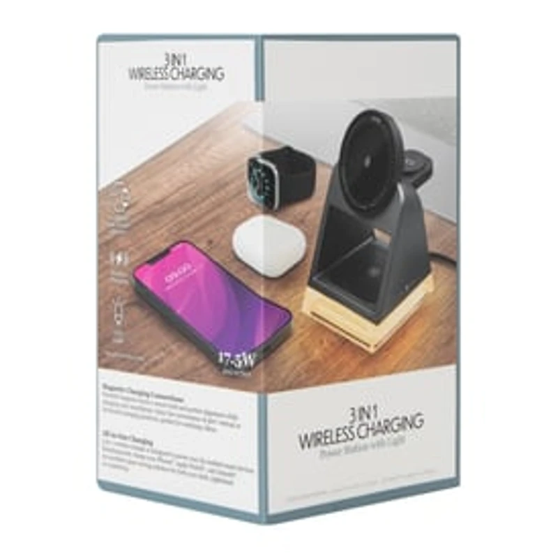 3 in 1 Wireless Charging Power Station With Light