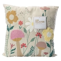 Embroidered Floral Throw Pillow 16in x
