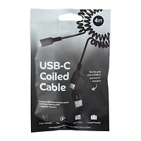 4ft USB-C Coiled Cable With USB-A Adapter 20W