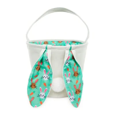 Canvas Easter Bunny Basket w/ Prints 10.5in