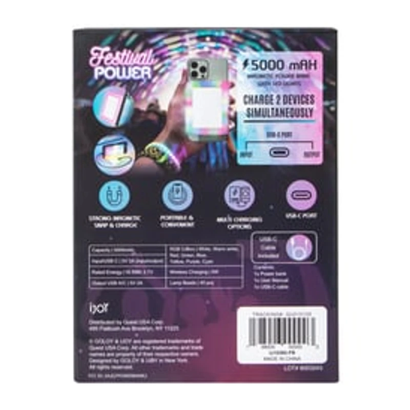 Festival Power Magnetic Bank With LED Lights 5000MAh