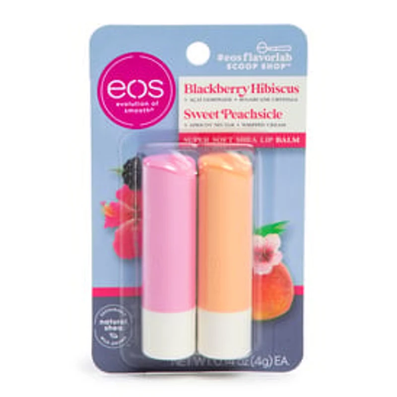 Eos® Blackberry Hibiscus & Sweet Peachsicle Lip Balm 2-Pack