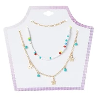 Layered Bead & Chain Necklace Set 3-Piece