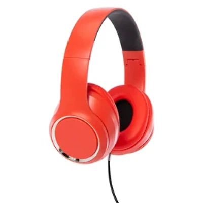 Superior Stereo Wired Headphones w/ Mic - Red/Black