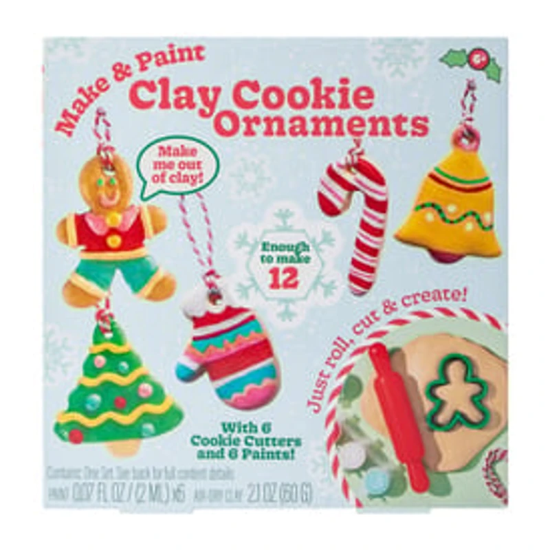 Christmas Make & Paint Clay Cookie Ornaments Set