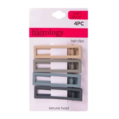 Matte Rectangle Barrette Hair Clips 4-Count