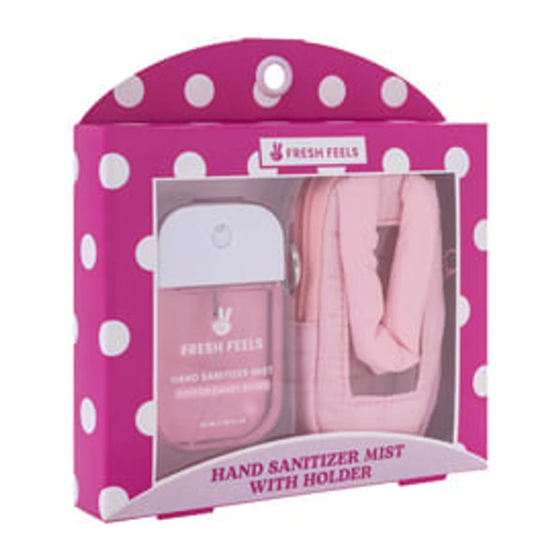 Fresh Feels Cotton Candy Scent Hand Sanitizer Mist With Holder Travel Set