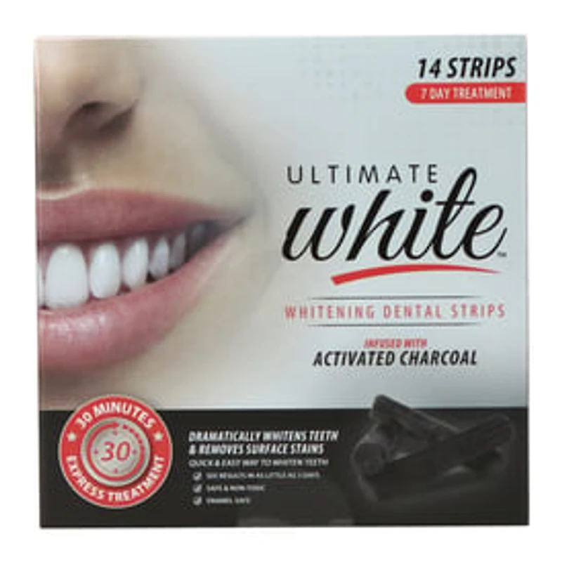 Ultimate White™ Whitening Dental Strips w/ Activated Charcoal - 7 Day Treatment