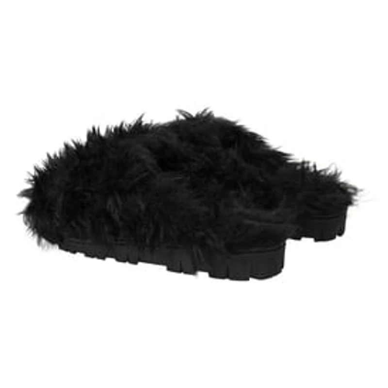 Ladies Faux Fur Fuzzy Slippers