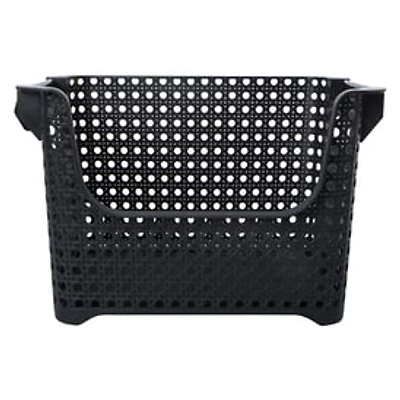 Stackable Woven Cane Plastic Bin 15in x 9.8in