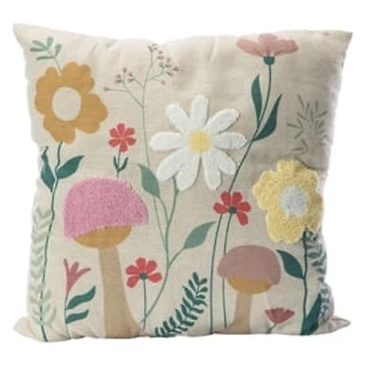 Embroidered Floral Throw Pillow 16in x