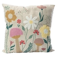 Embroidered Floral Throw Pillow 16in x