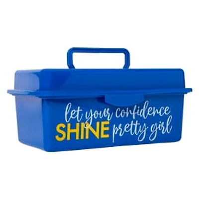 Storage Box With Organizer Tray 9.6in - Let Your Confidence Shine Pretty Girl
