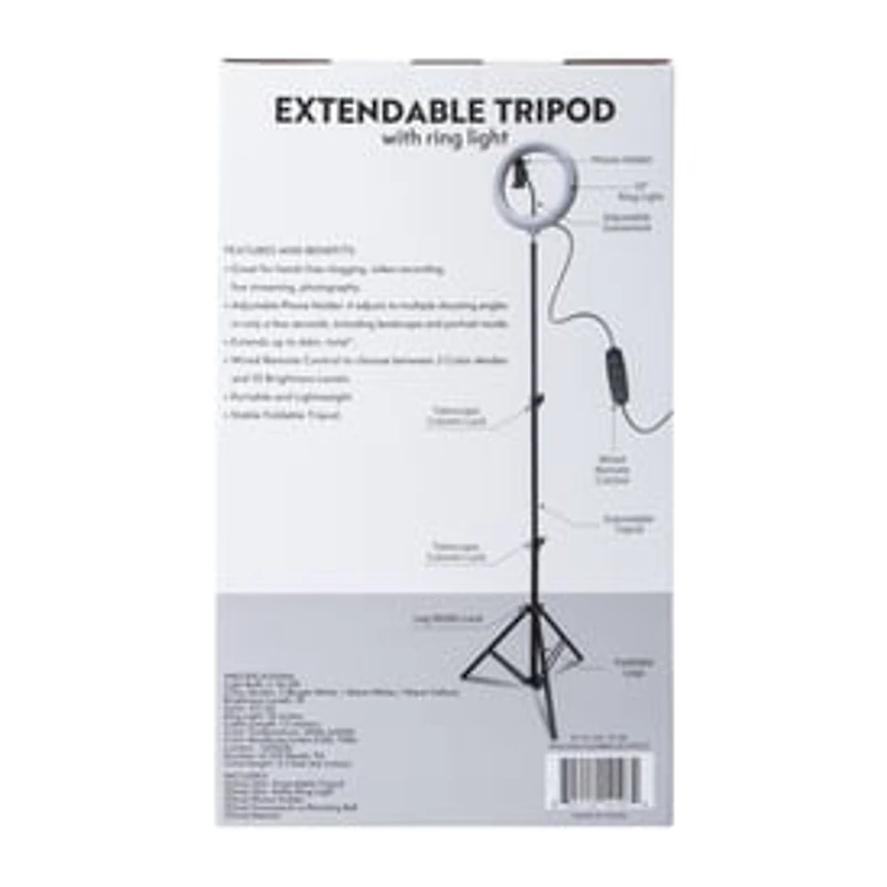 Extendable Tripod With Ring Light Set