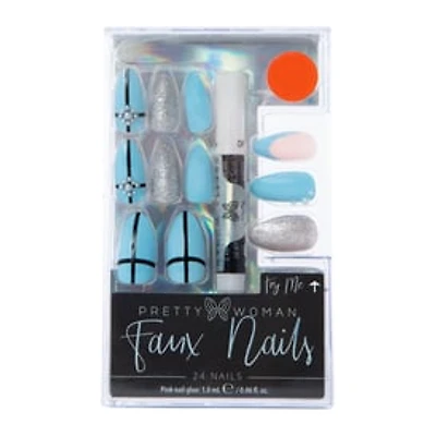 Holiday Pretty Woman Faux Nails 24-Piece Set With Nail Glue