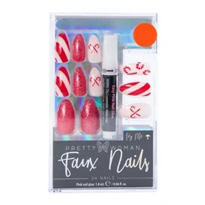 Pretty Woman Holiday Faux Nails 24-Piece Set With Nail Glue