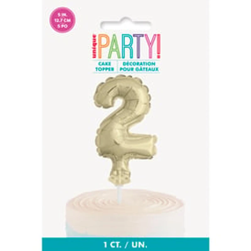 Gold Foil Number Balloon Cake Topper 5in