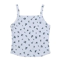 Juniors Floral Rib Tank Top
