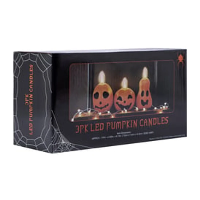 Halloween LED Pumpkin Candles 3-Pack