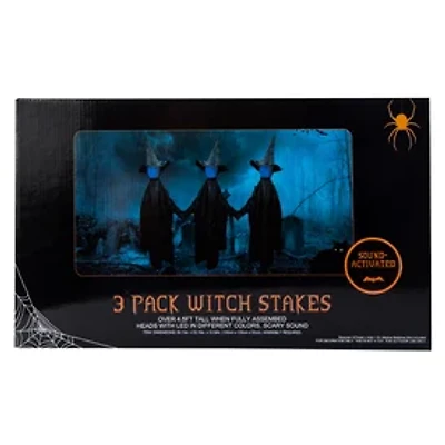 Witch Stakes Halloween Decor 3-Pack - 4.5ft