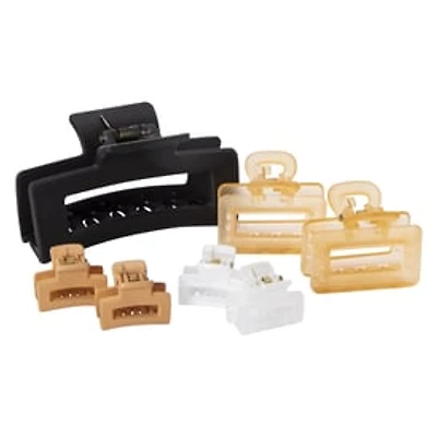 Rectangle Claw Clips 7-Count - Neutrals