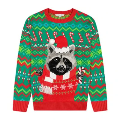 Red Raccoon Holiday Sweater