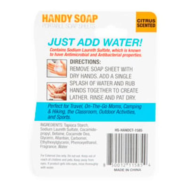 Handy Soap Paper 50-Count Portable Soap Sheets, Citrus Scent