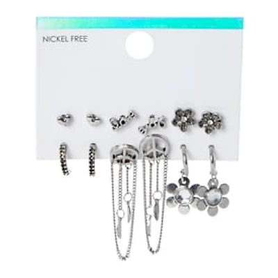 Boho Hippie Stud, Hoop & Dangle Earrings 6-Pair