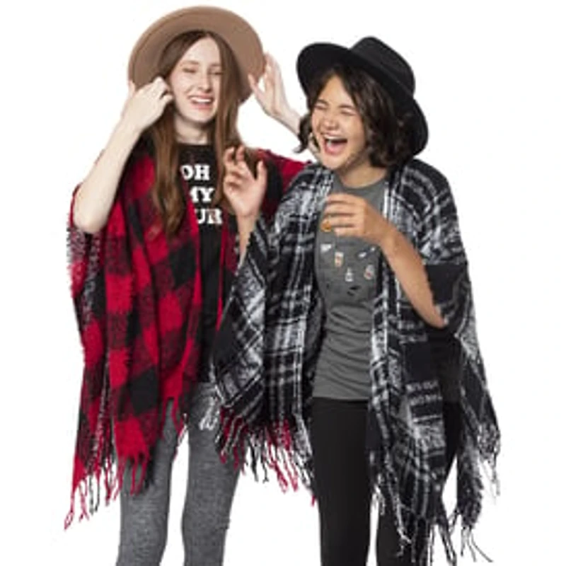 Plaid Woven Ruana Wrap