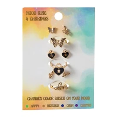 Mood Ring & Earrings Set 6-Count