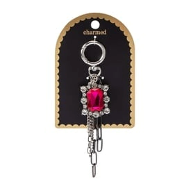 Charmed Pink Gem Cluster Key Ring