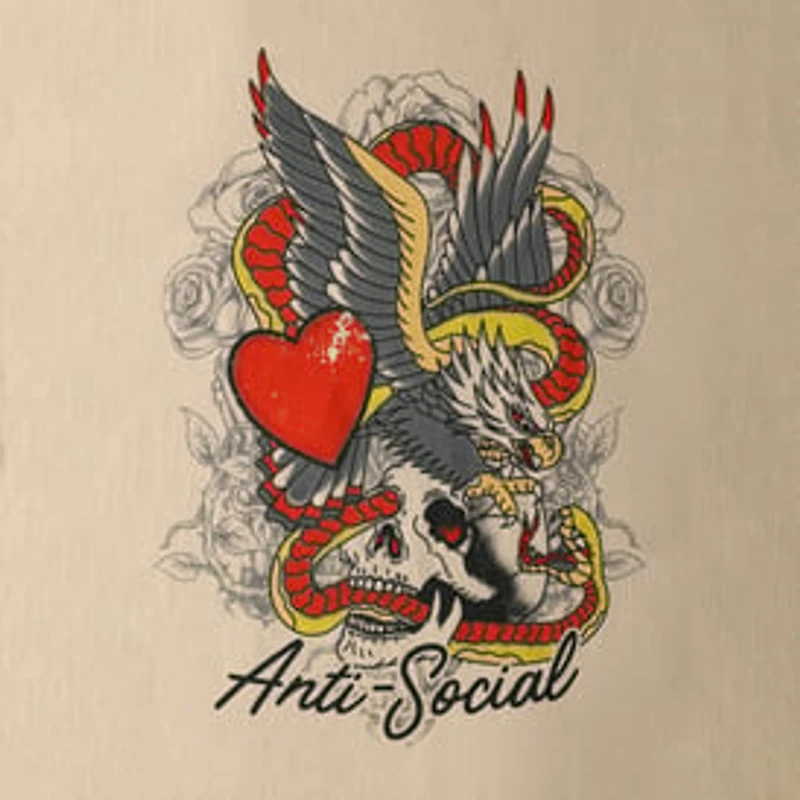 'Anti-Social' Heart & Skull Graphic Tee