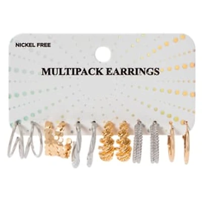 Two-Tone Huggie Hoop Earring Set 6-Pack