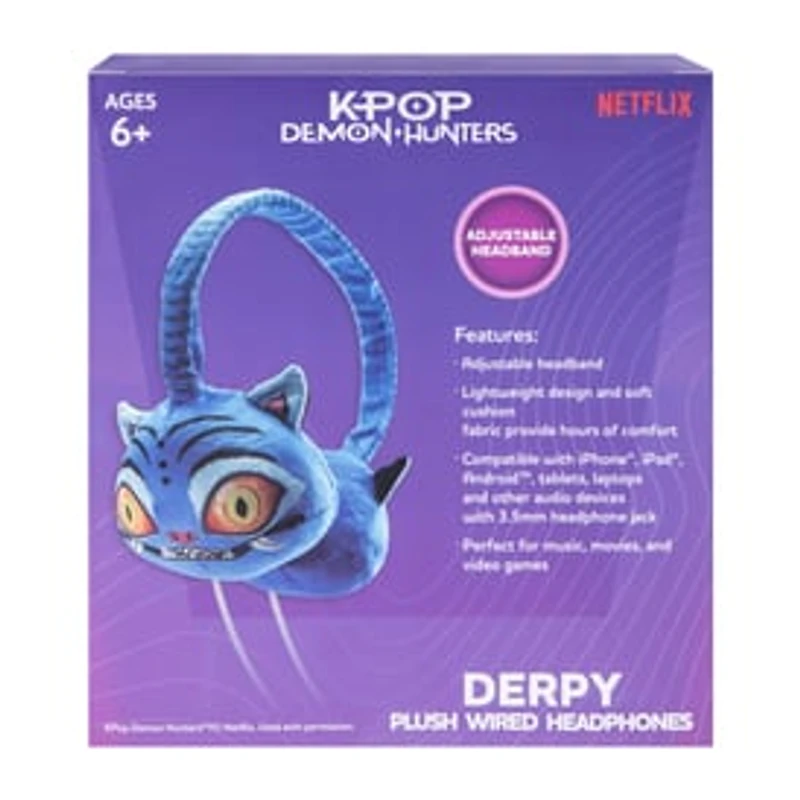 KPop Demon Hunters Derpy Tiger Plush Wired Headphones