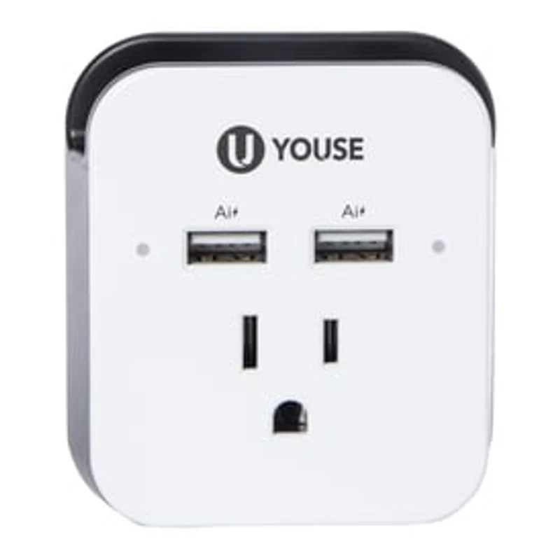 Dual USB Wall Charger With Outlet & Phone Holder 15W