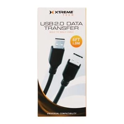 6ft USB Cable, Male To Male