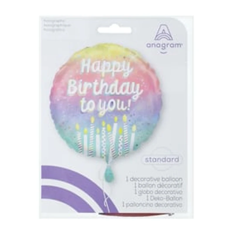 INFLATED Happy Birthday Candles Round Foil Balloon 18in