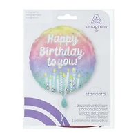 INFLATED Happy Birthday Candles Round Foil Balloon 18in